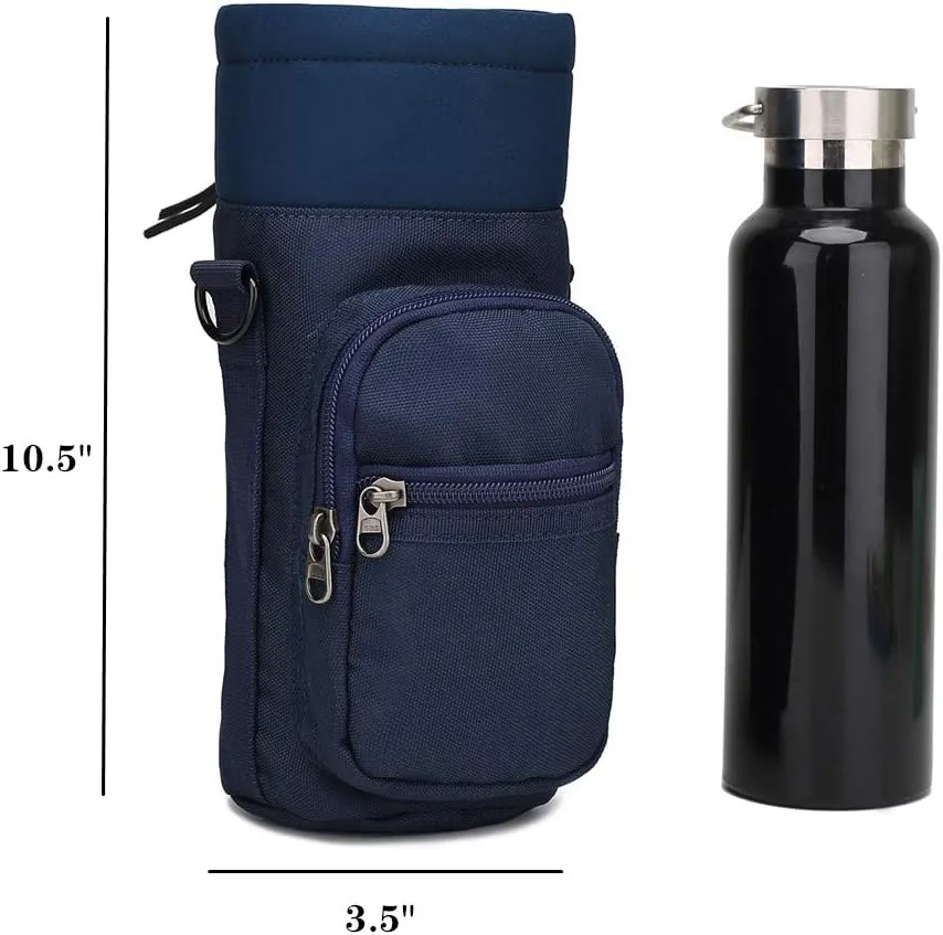 Water Bottle Pouch Multi-Purpose Hydration Waist Carrier Bag with Detachable Handle Strap &Shoulder Strap