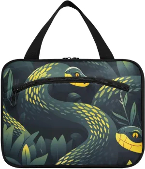 Watercolor Artwork Snake Hanging Travel Toiletry Cosmetic Makeup Bag Large Capacity Foldable Storage Wash Bags for Women Girls Bathroom