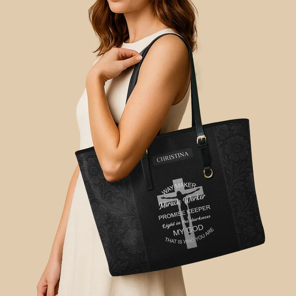 Way Maker Jesus Leather Tote Bag