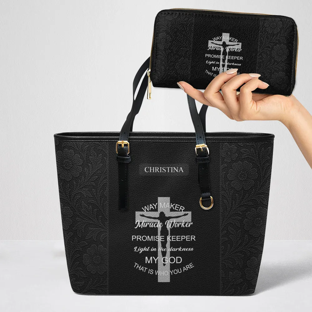 Way Maker Jesus Leather Tote Bag