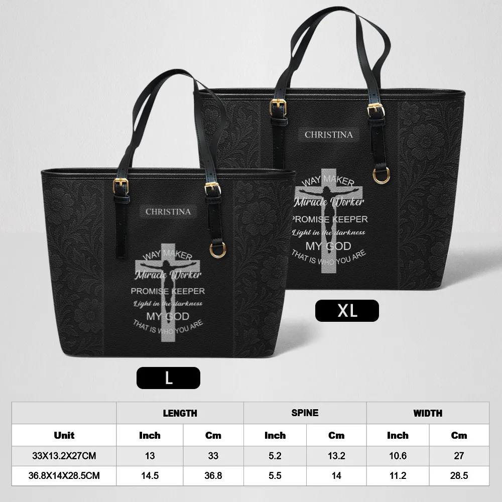 Way Maker Jesus Leather Tote Bag