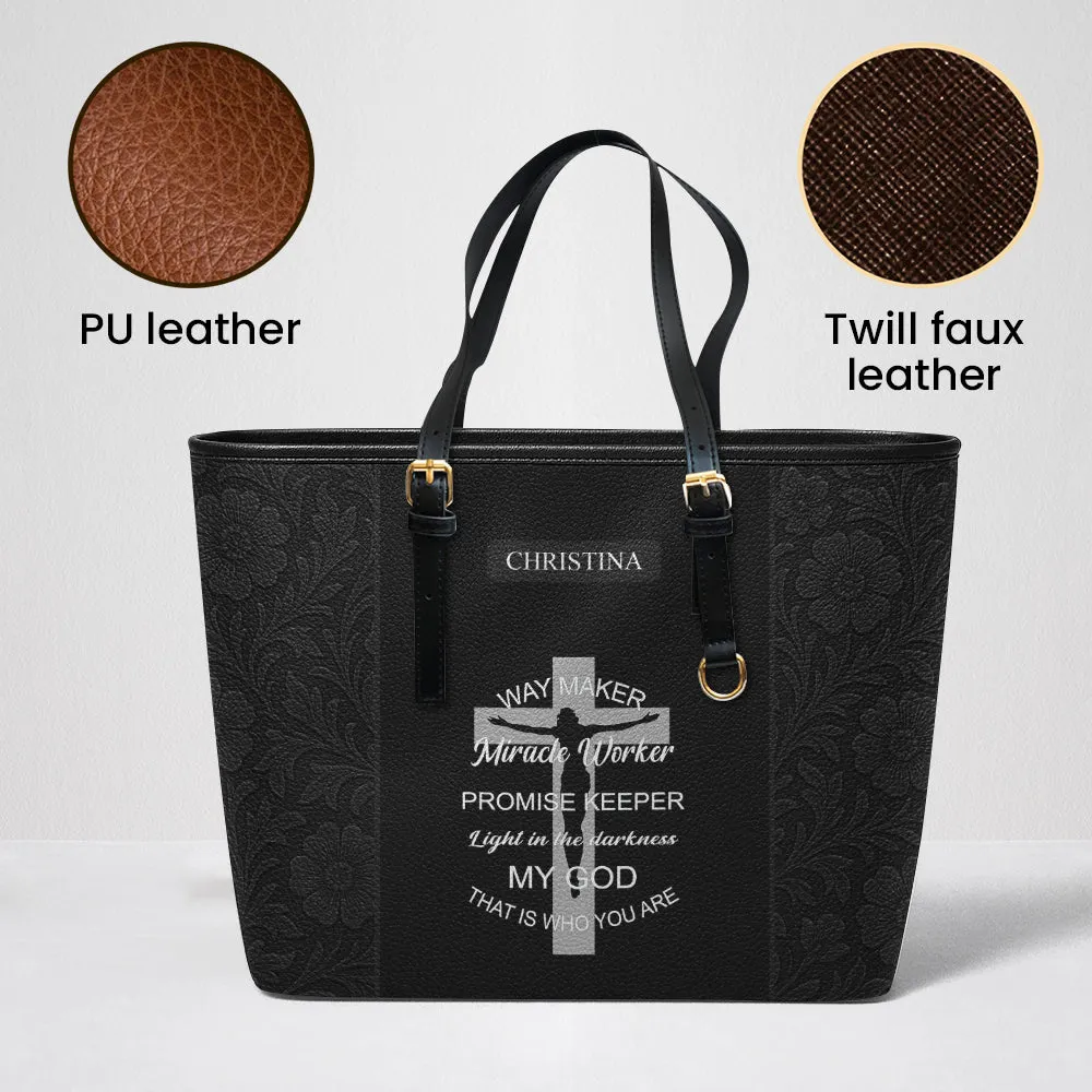 Way Maker Jesus Leather Tote Bag