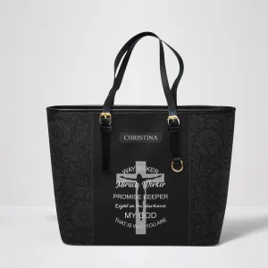 Way Maker Jesus Leather Tote Bag
