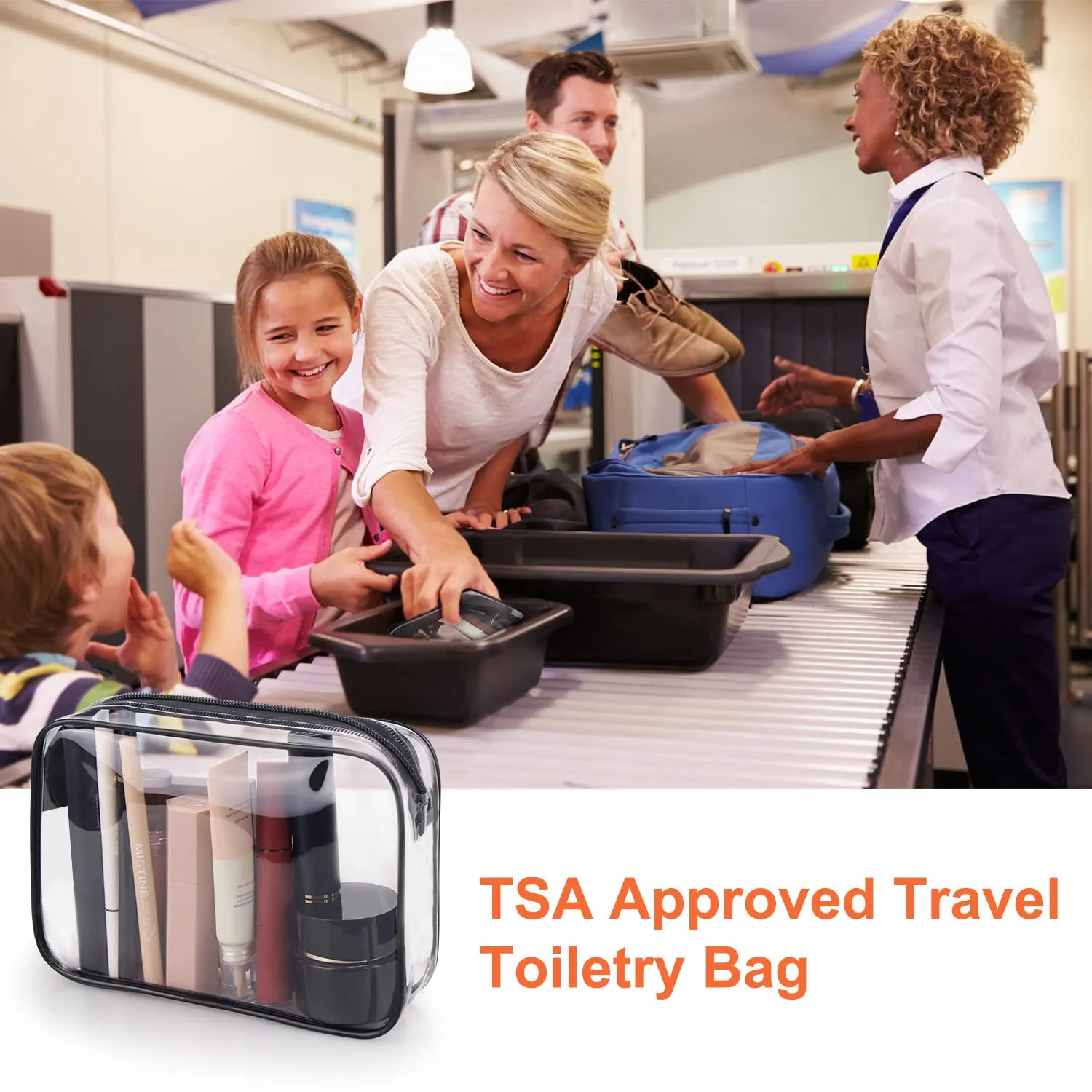 Wedama TSA Approved Toiletry Bag, Cosmetic Bags 4 Pack with Zipper Carry on Airline Airport Travel Accessories, PVC Makeup Bags for Travel, Quart Size Travel Bags for Men and Women-Black