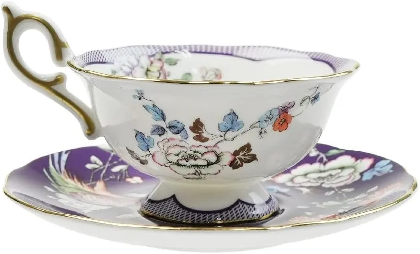 Wedgwood Wonderlust Midnight Crane Tea Cup Saucer [Parallel Import]