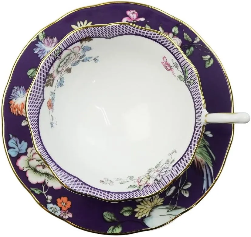 Wedgwood Wonderlust Midnight Crane Tea Cup Saucer [Parallel Import]