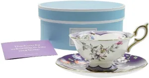 Wedgwood Wonderlust Midnight Crane Tea Cup Saucer [Parallel Import]