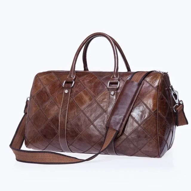 WESTAL leather duffle bag men's travel bag leather vintage weekend bag men's travel bags genuine leather luggage/overnight tote