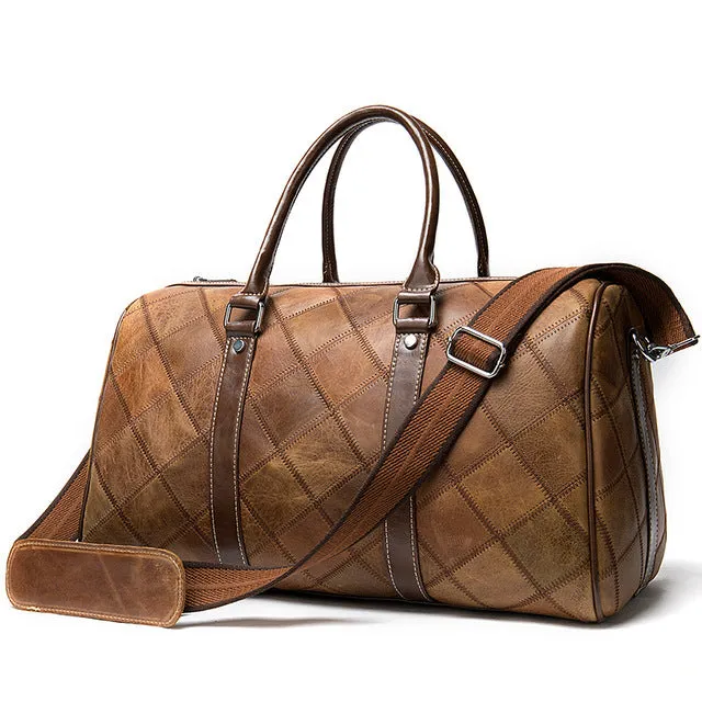 WESTAL leather duffle bag men's travel bag leather vintage weekend bag men's travel bags genuine leather luggage/overnight tote