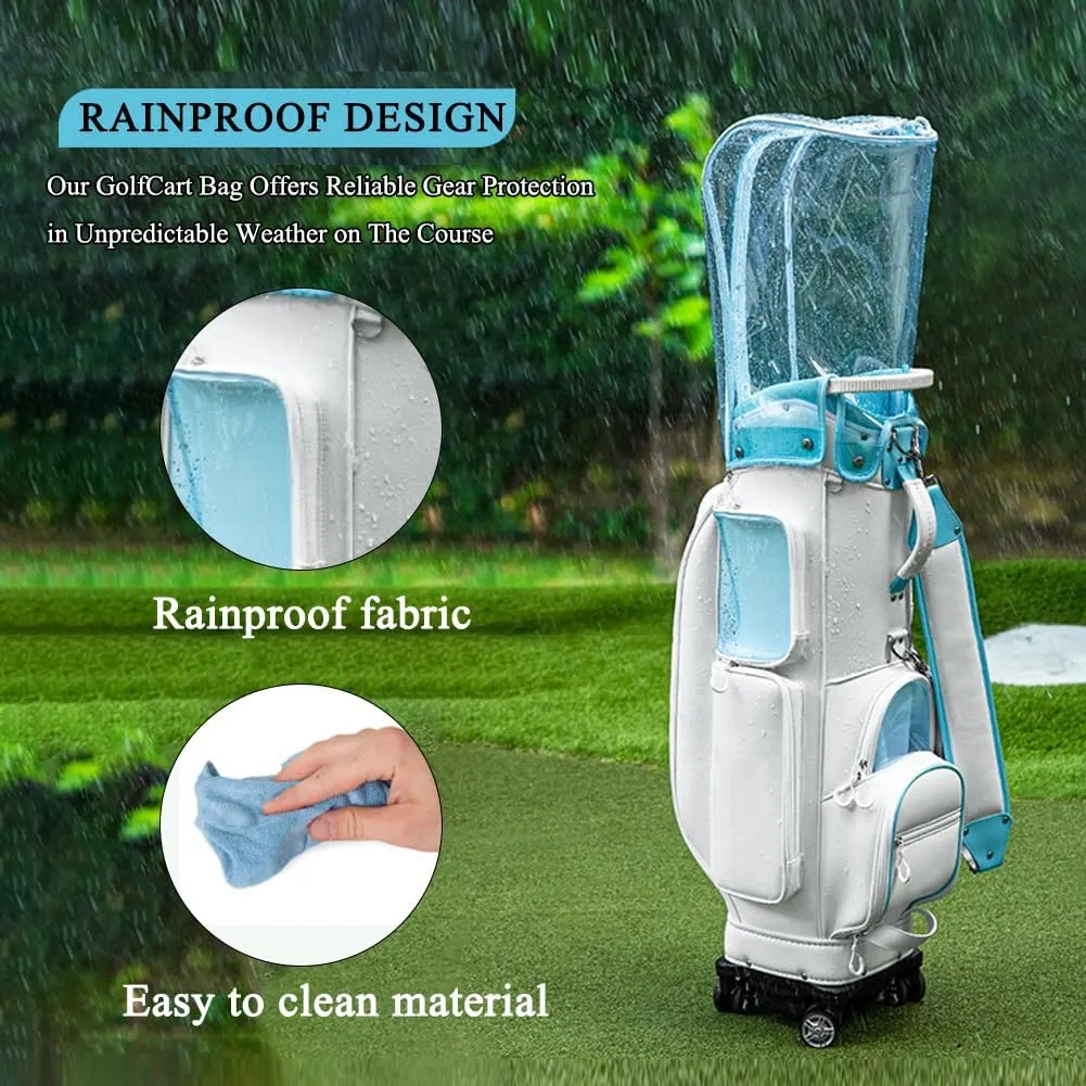 Wheeled Golf Rack, Golf Cart Bag with Soft Cover, Ultra-Light Golf Club Storage Bag with Thickened Double Shoulder Straps, Suitable for Men and Women, Clubs, Courses
