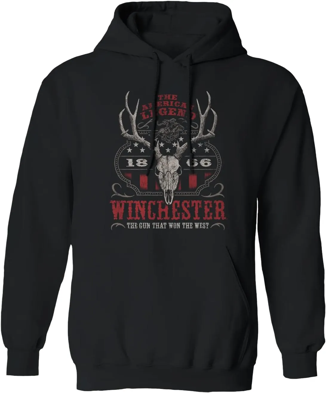 Winchester Official Vintage Rider Printed Fleece Pullover Hooded Sweatshirt for Men, Women, Unisex