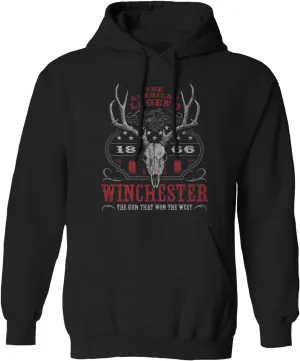 Winchester Official Vintage Rider Printed Fleece Pullover Hooded Sweatshirt for Men, Women, Unisex