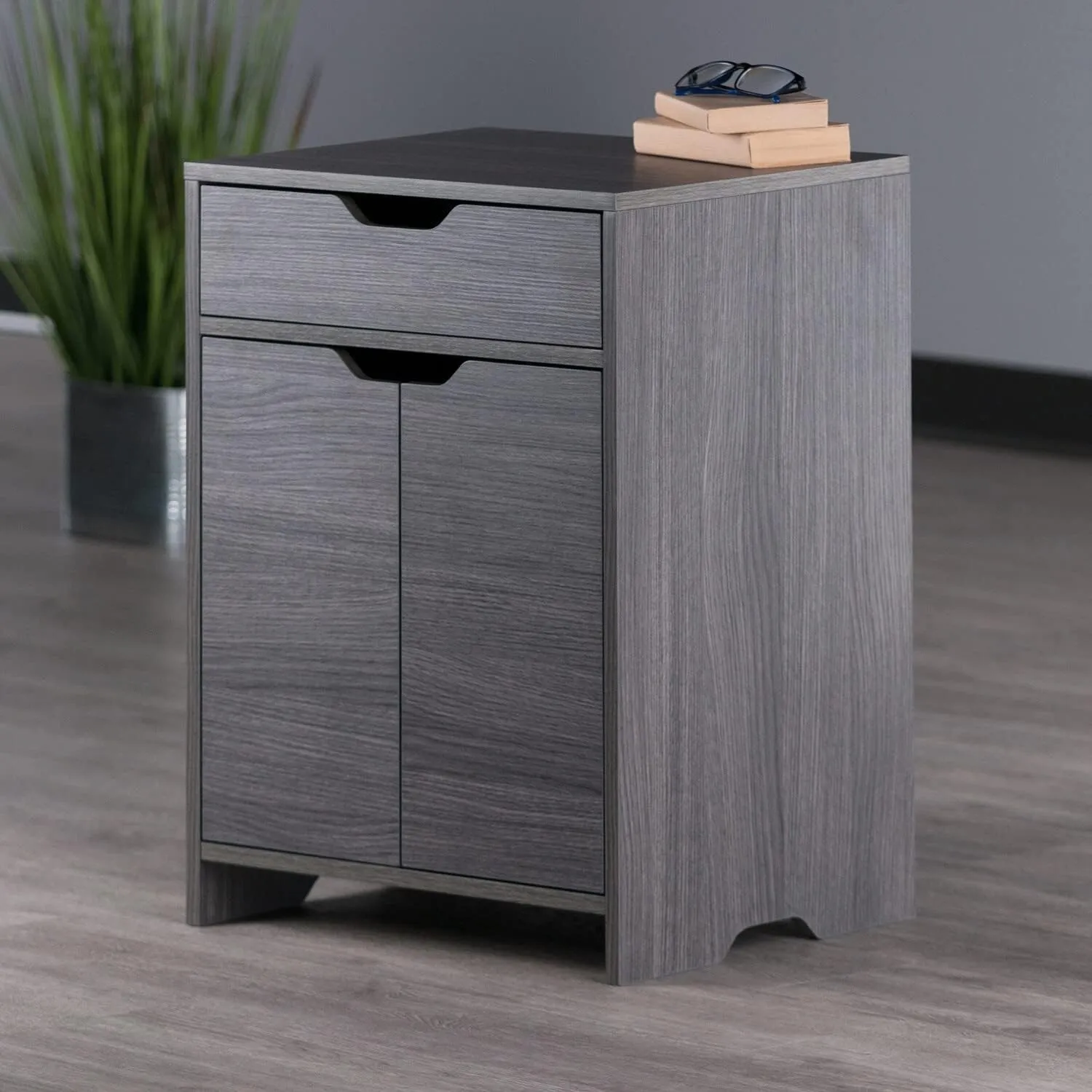 Winsome Wood Nova 1-Drawer Storage Cabinet - Charcoal