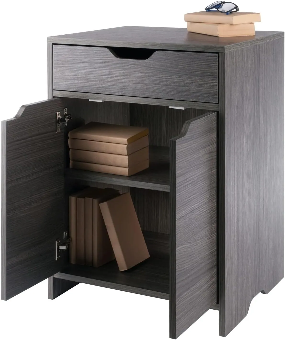 Winsome Wood Nova 1-Drawer Storage Cabinet - Charcoal