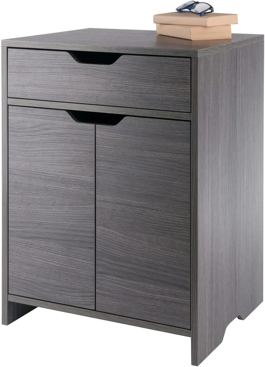 Winsome Wood Nova 1-Drawer Storage Cabinet - Charcoal