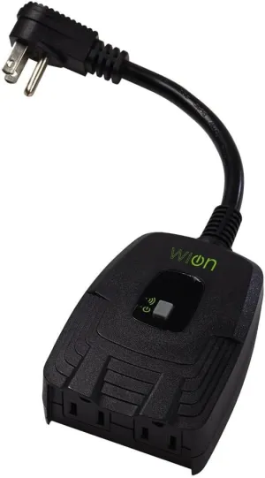 WiOn 50049 Outdoor Wi-Fi Wireless Plug-In Switch; Smartphone And Tablet Automation For Up To 12 Devices; 2 Grounded Outlets; Weather Resistant; Energy Saving; Wifi Controlled Switch