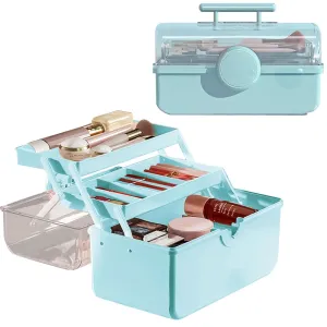 WMM Makeup Storage Organizer, Large Capacity Makeup Organizer with Transparent Visual Cover, Handle 3 Layers Portable Cosmetic Storage Box Easily Organize Your Cosmetics, Jewelry and Hair Accessories
