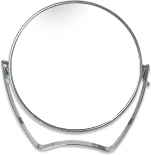WMugthome Two-Sided Portable Transparent & Round Makeup/Travel Mirror with 1X and 5X Magnification 4-In/6-in with Handle (Silver, 6″)