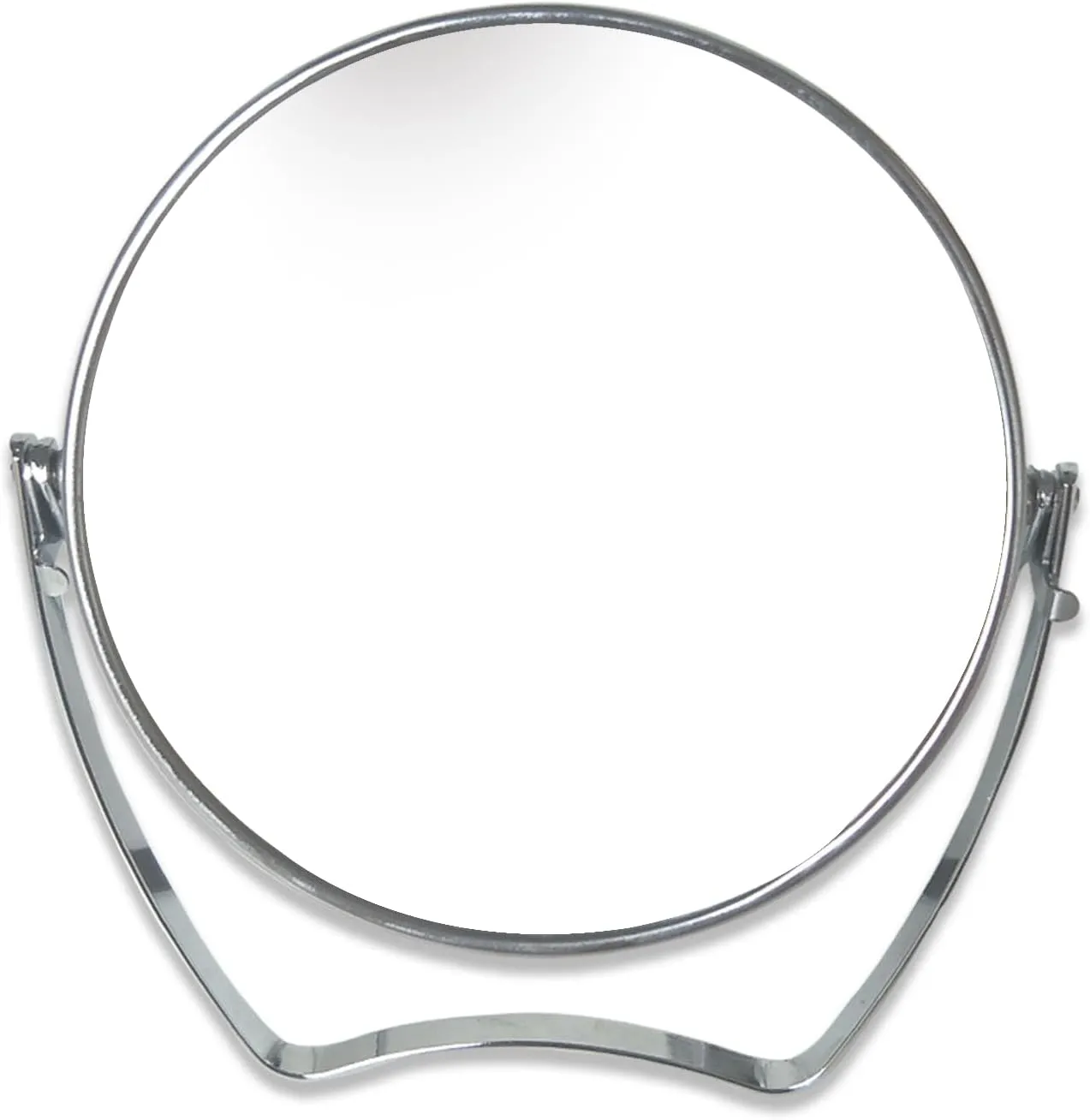 WMugthome Two-Sided Portable Transparent & Round Makeup/Travel Mirror with 1X and 5X Magnification 4-In/6-in with Handle (Silver, 6″)