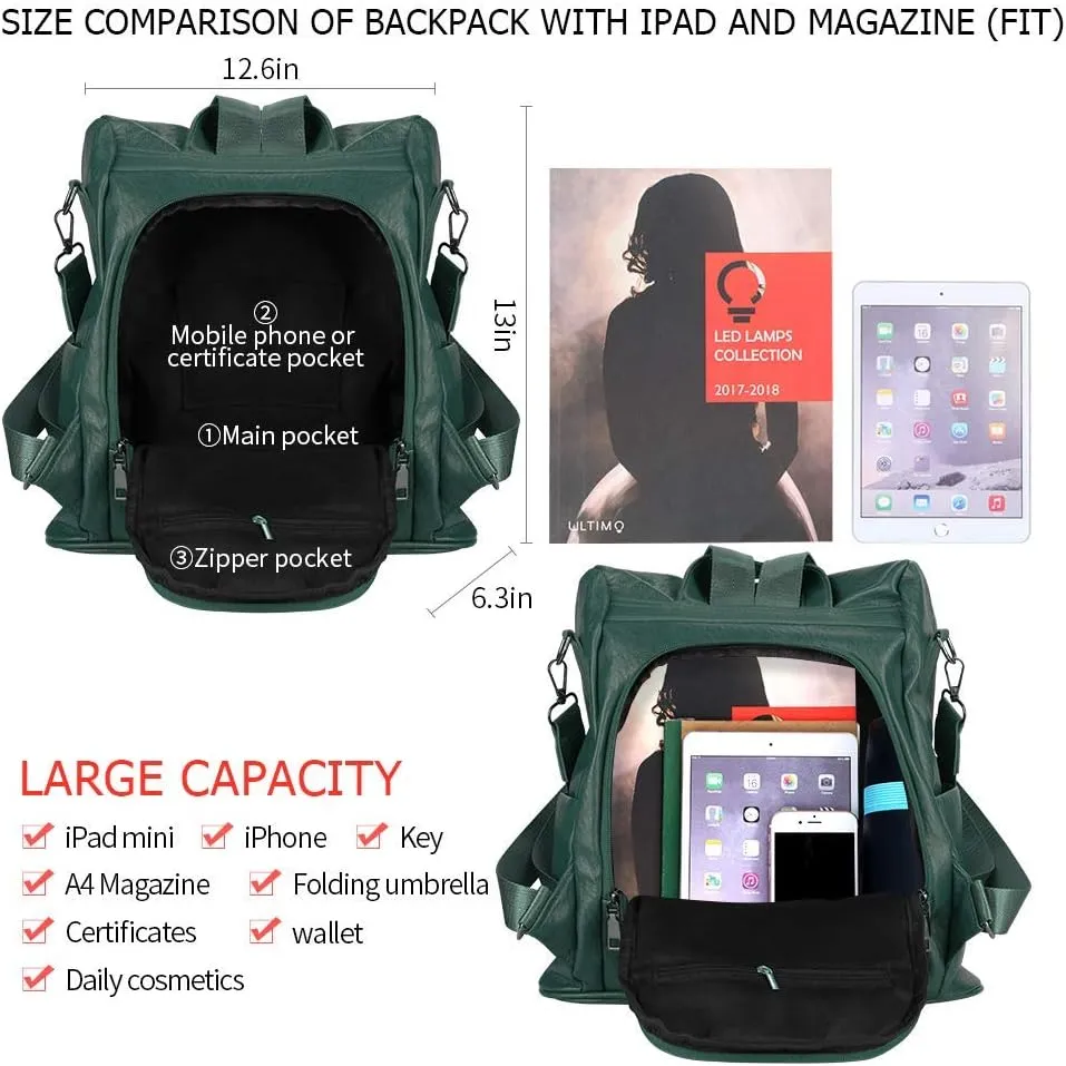 Women Backpack Purse Fashion Waterproof Anti-theft PU Leather Nylon Shoulder Bag Travel Backpack Ladies