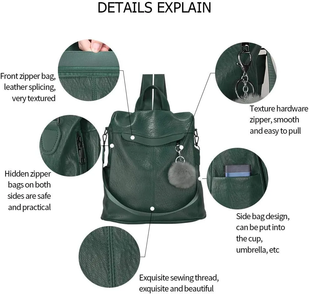 Women Backpack Purse Fashion Waterproof Anti-theft PU Leather Nylon Shoulder Bag Travel Backpack Ladies