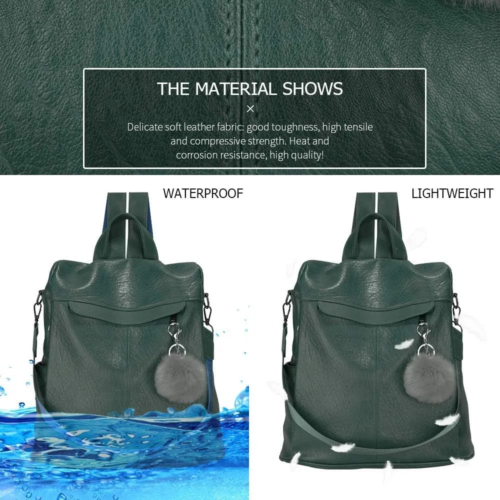 Women Backpack Purse Fashion Waterproof Anti-theft PU Leather Nylon Shoulder Bag Travel Backpack Ladies