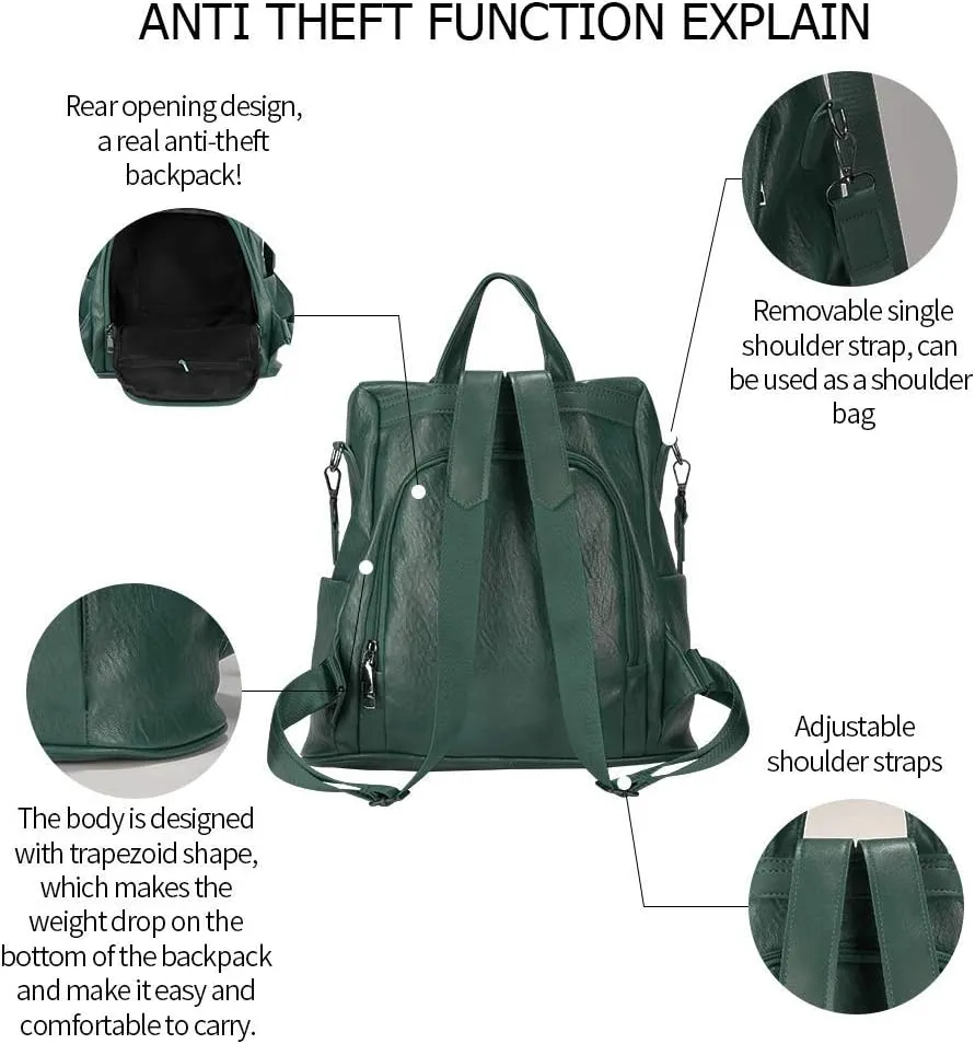 Women Backpack Purse Fashion Waterproof Anti-theft PU Leather Nylon Shoulder Bag Travel Backpack Ladies