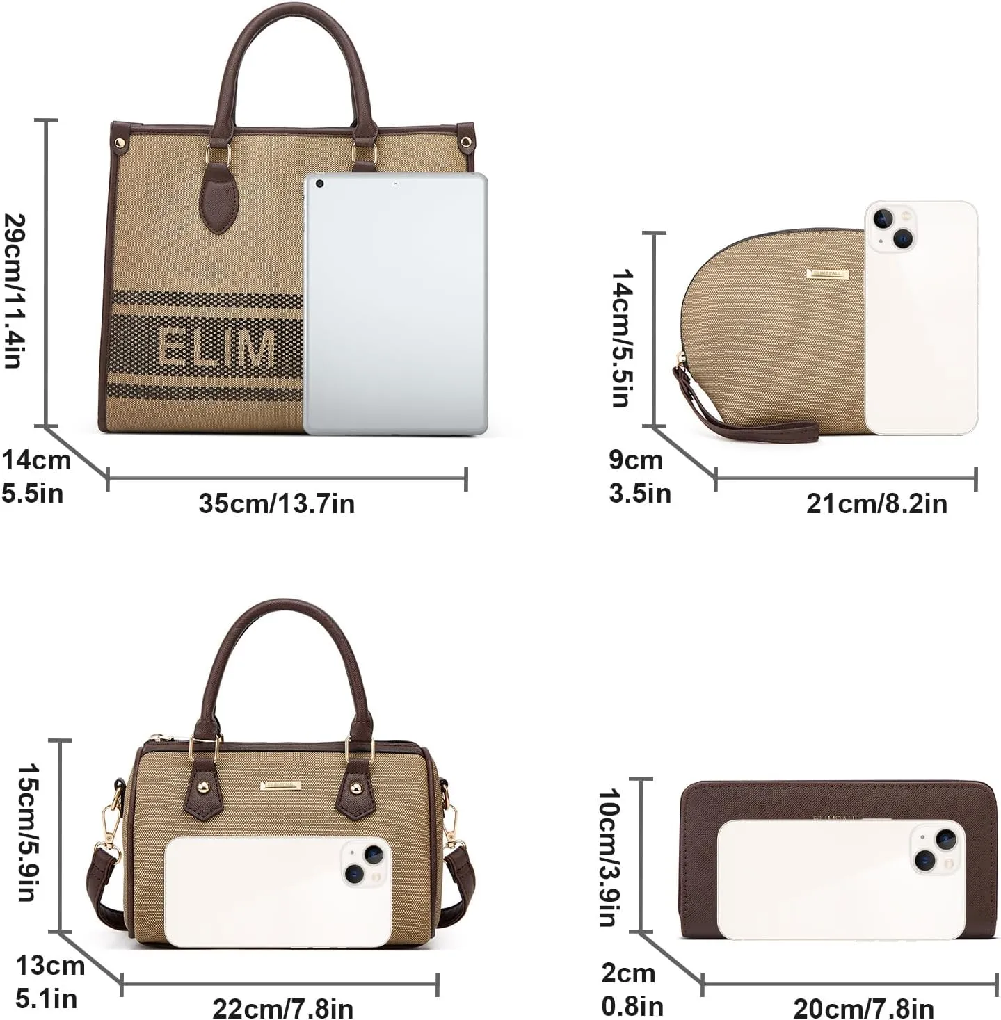 Women Fashion Handbag Wallet Tote Bag Shoulder Bag Top Handle Satchel Purse Set