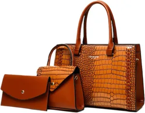 Women Handbag,Mother Bag,Three Piece Bag,Textured Stone Pattern,Shoulder Crossbody Bag