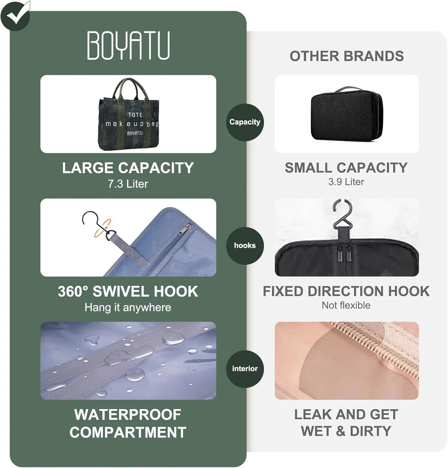 Women Hanging Toiletry Bag for Traveling: Large Capacity Makeup Bag Organizer - Portable Cosmetic Bags with Divider & Handle 03-Camouflage Green
