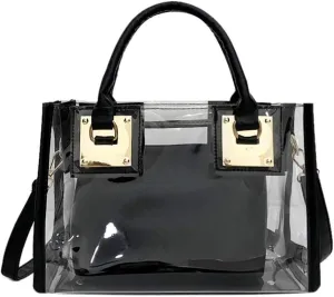 Women Transparent Shoulder Crossbody Bag, 2 in 1 Designer Fashion Handbag Purse