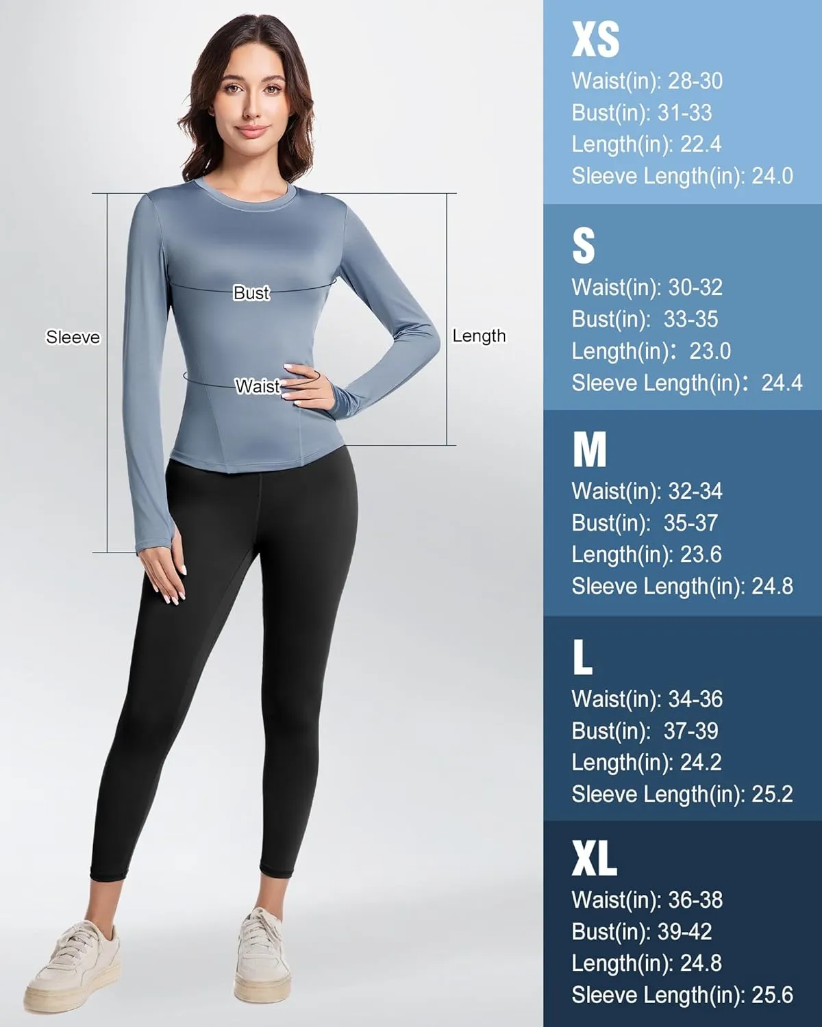 Women's Compression Shirt Long Sleeve Athletic Workout Tops Sun Protection Undershirt for Gym Yoga Running