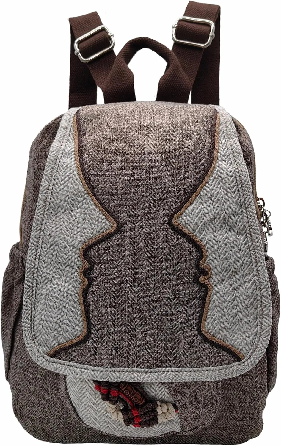 Womens Hippie Cotton Hemp Cloth Backpack Boho Vintage Embroidered Casual Purse