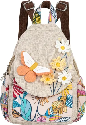 Womens Hippie Cotton Hemp Cloth Backpack Boho Vintage Embroidered Casual Purse