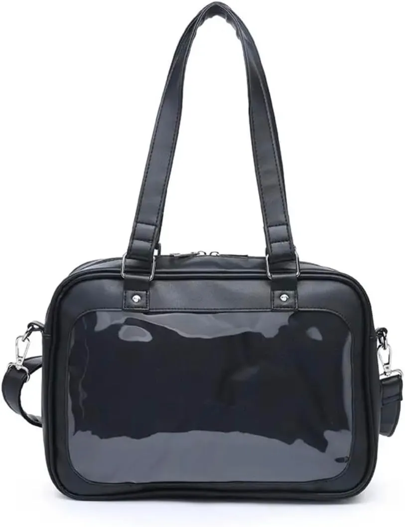Womens Ita Bag Crossbody Tote – Messenger Shoulder Bag for Anime, Kawaii, Pin & Plushie Display | Clear Front, Mesh Insert|