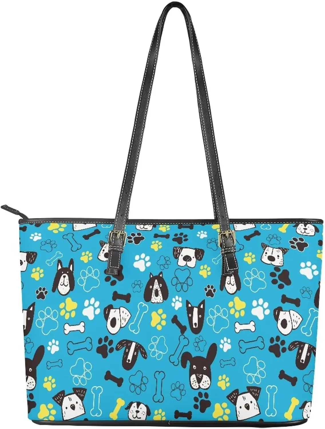 Womens Large Zipper Tote Bag with Pockets Personalized Tote Bags Leather