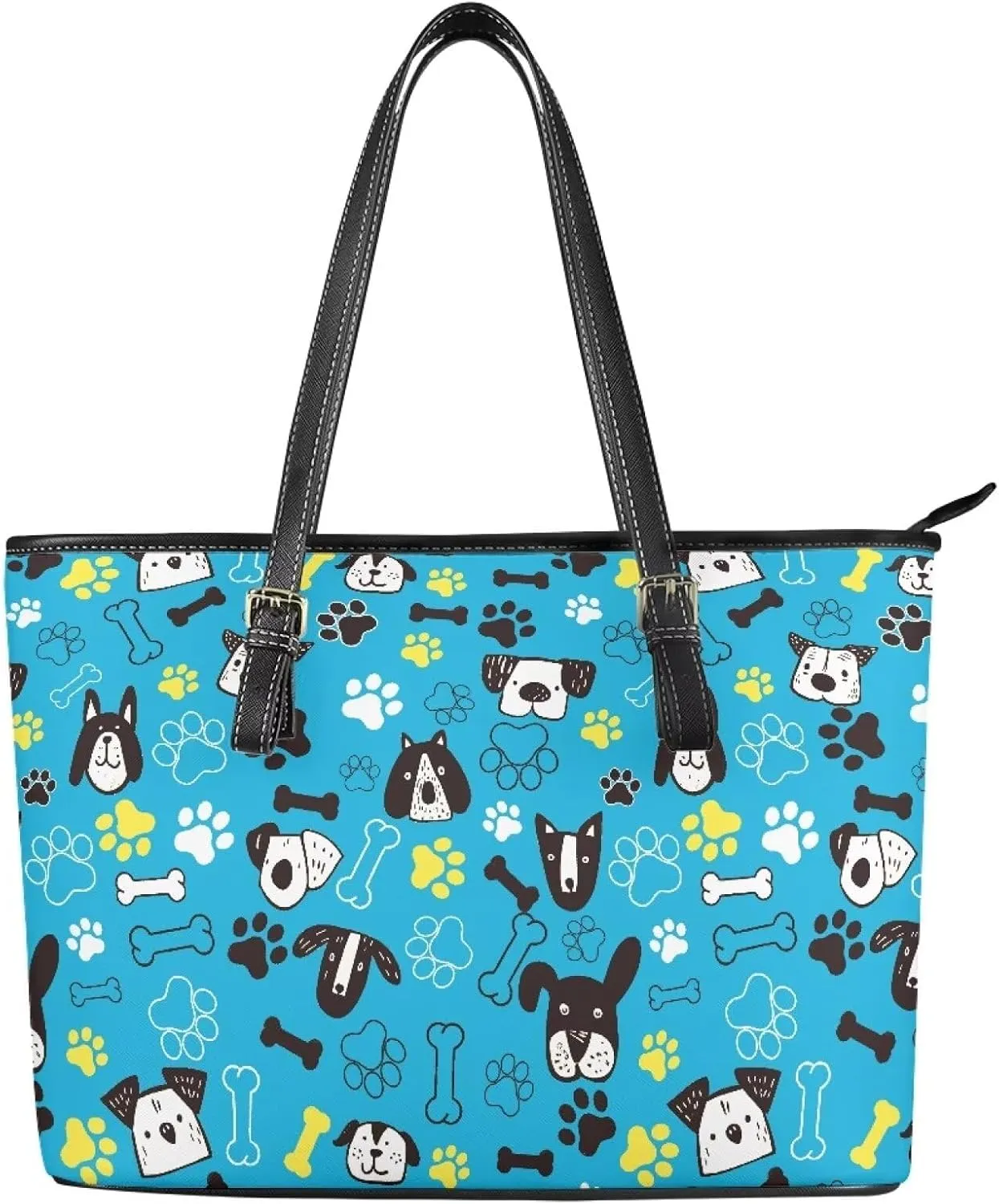 Womens Large Zipper Tote Bag with Pockets Personalized Tote Bags Leather