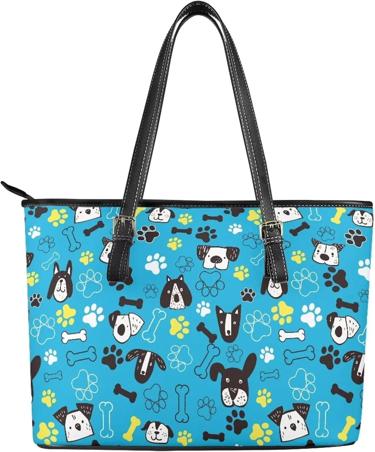 Womens Large Zipper Tote Bag with Pockets Personalized Tote Bags Leather