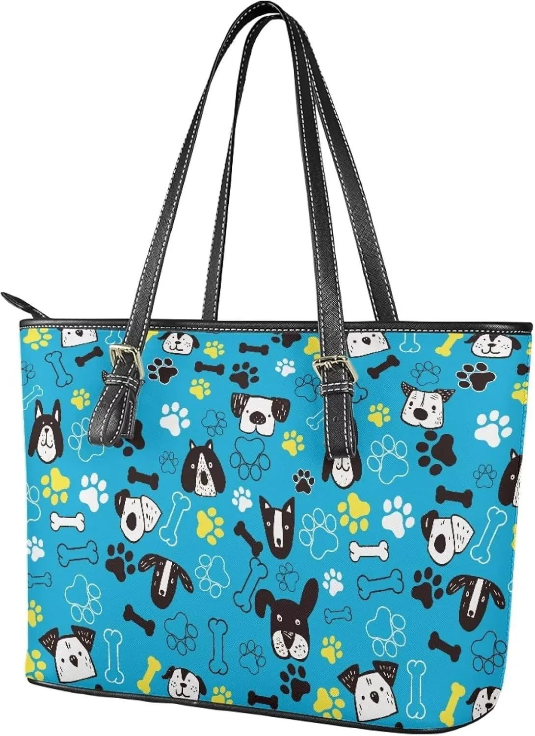 Womens Large Zipper Tote Bag with Pockets Personalized Tote Bags Leather