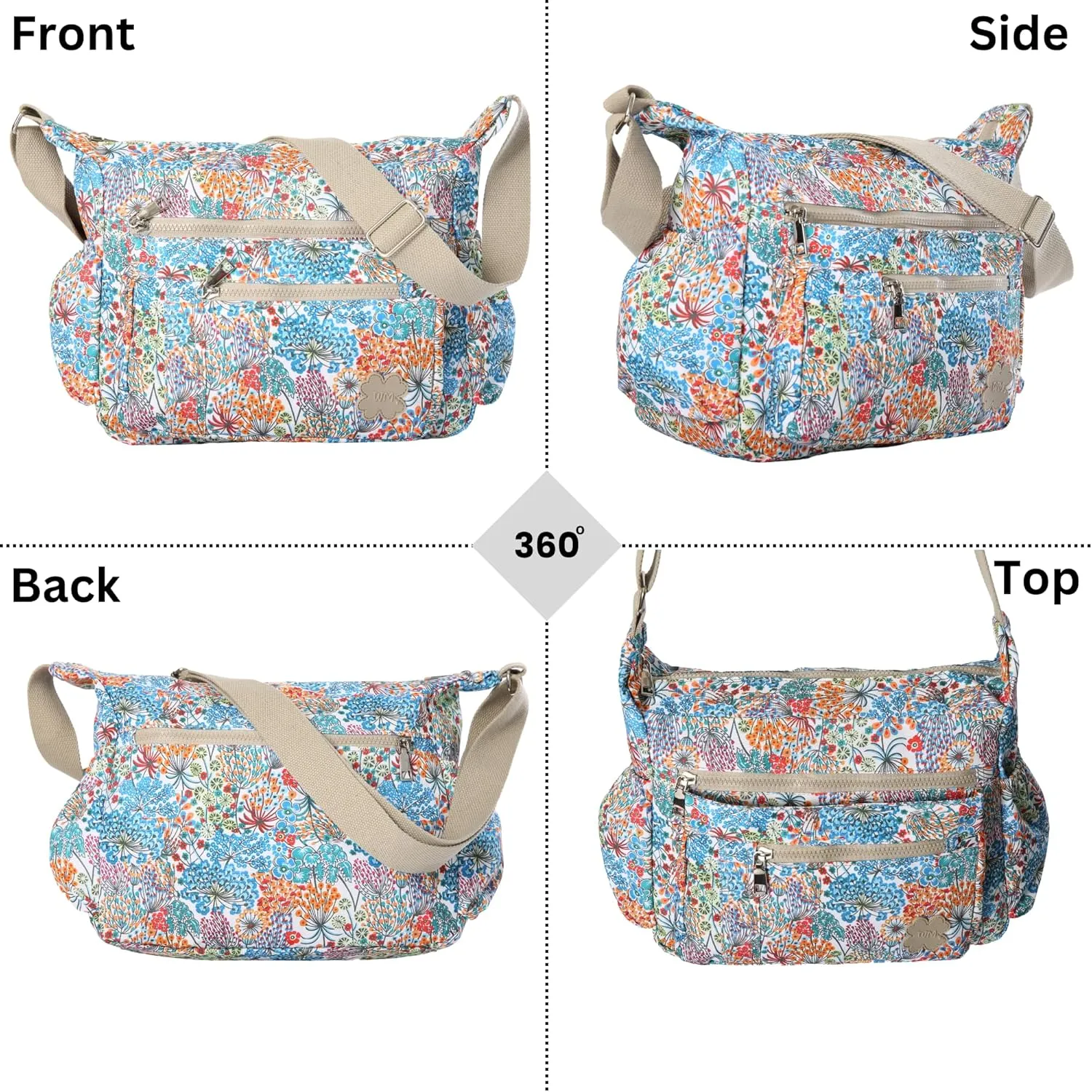 Women's Lightweight Cross Body Handbag - Large Size Multipocket Light Waterproof Fabric Messenger Bag - Kiana