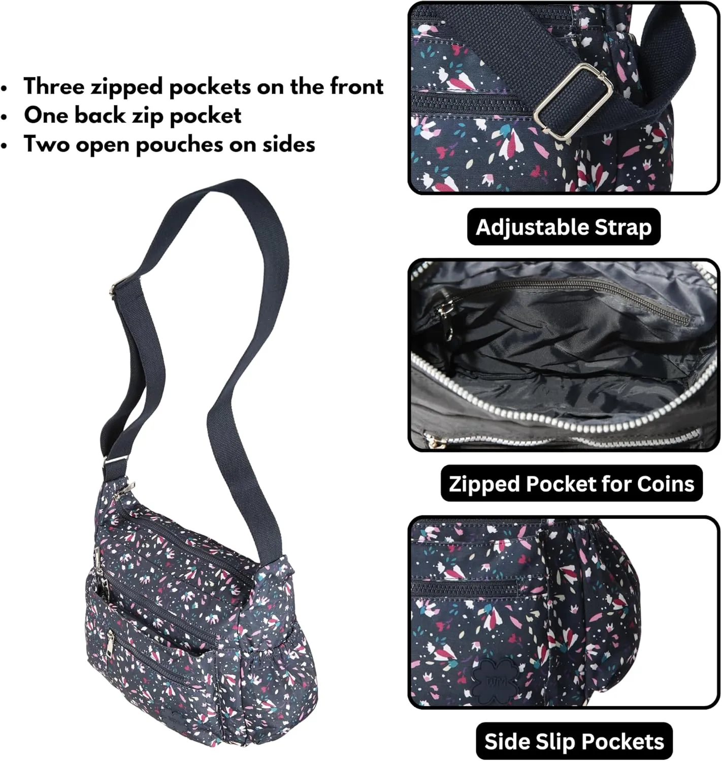 Women's Lightweight Cross Body Handbag - Large Size Multipocket Light Waterproof Fabric Messenger Bag - Kiana