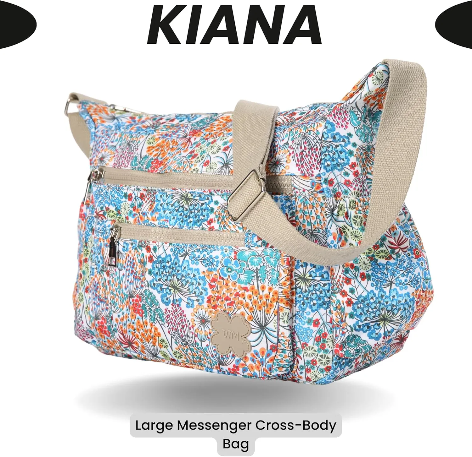 Women's Lightweight Cross Body Handbag - Large Size Multipocket Light Waterproof Fabric Messenger Bag - Kiana