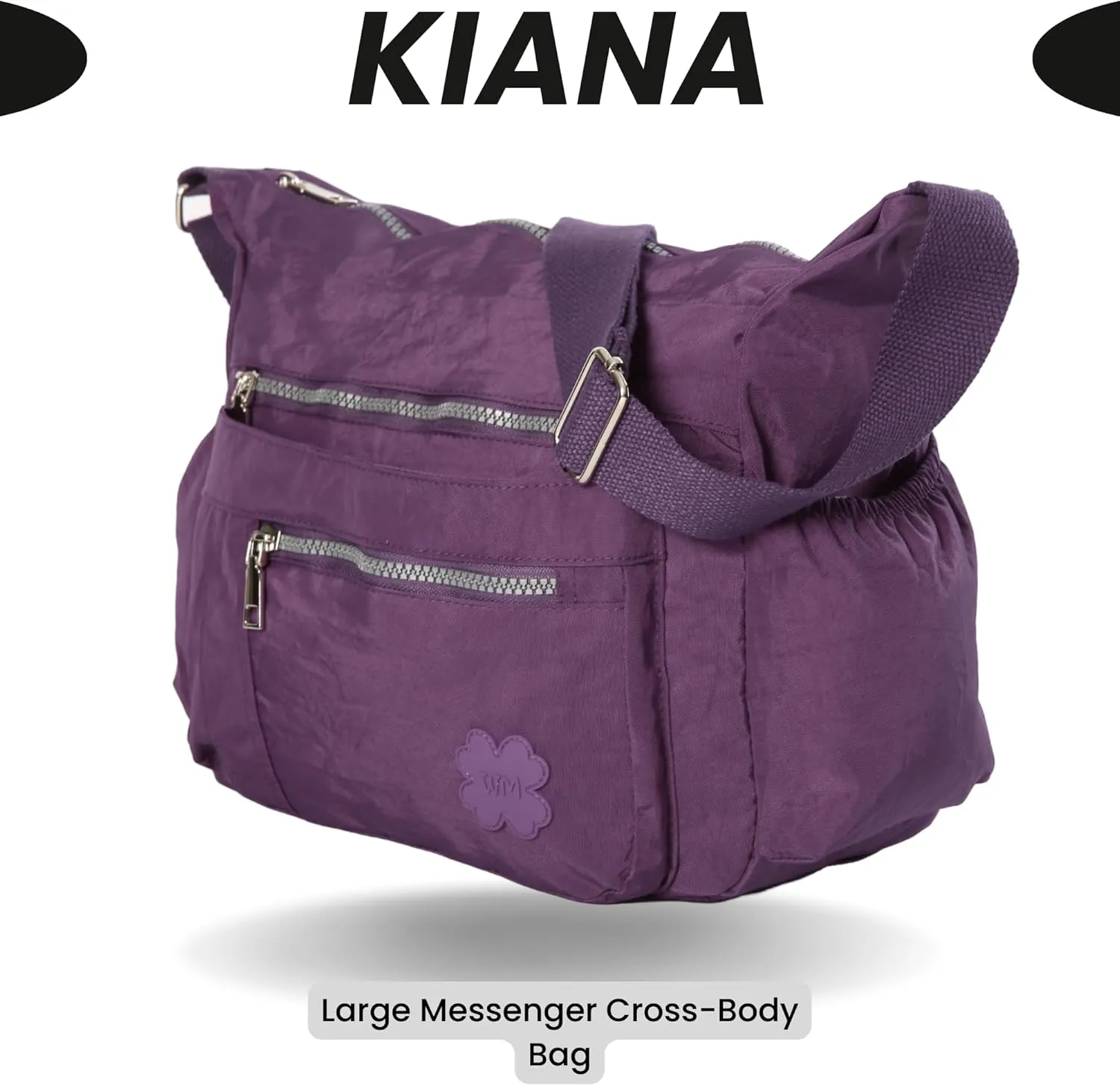 Women's Lightweight Cross Body Handbag - Large Size Multipocket Light Waterproof Fabric Messenger Bag - Kiana