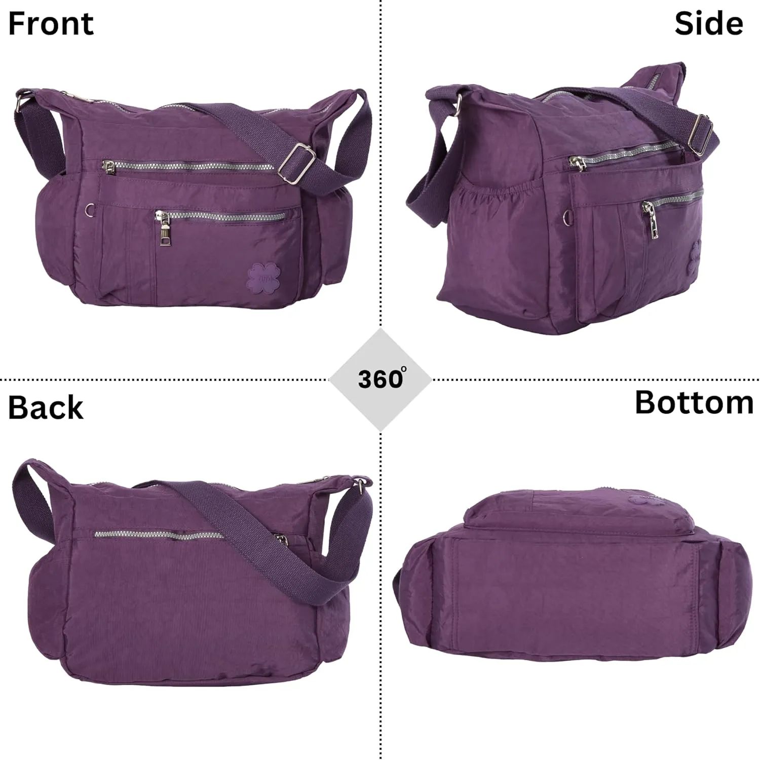 Women's Lightweight Cross Body Handbag - Large Size Multipocket Light Waterproof Fabric Messenger Bag - Kiana