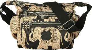 Womens Lightweight Cross Body Handbag - Medium Size Multipocket Rainproof Fabric Messenger Cross-Body Bag - Poppy