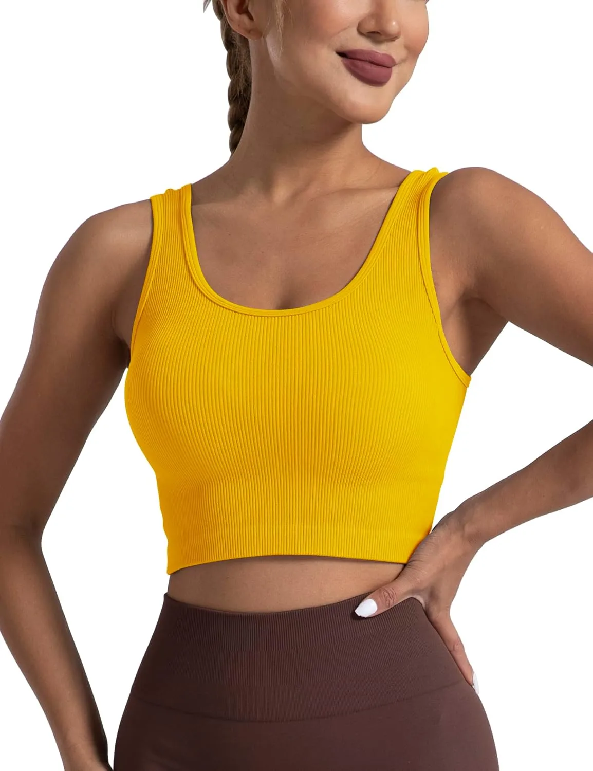 Women's Ribbed Crop Tank Yoga Cropped Top for Workout