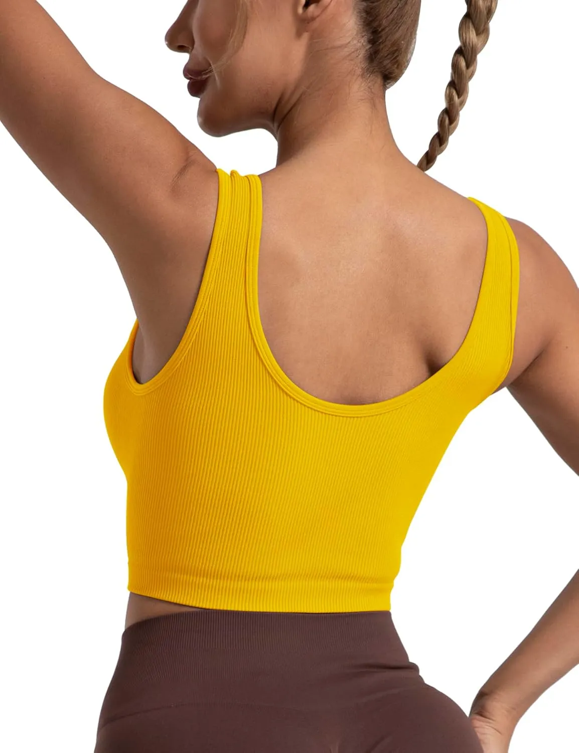 Women's Ribbed Crop Tank Yoga Cropped Top for Workout