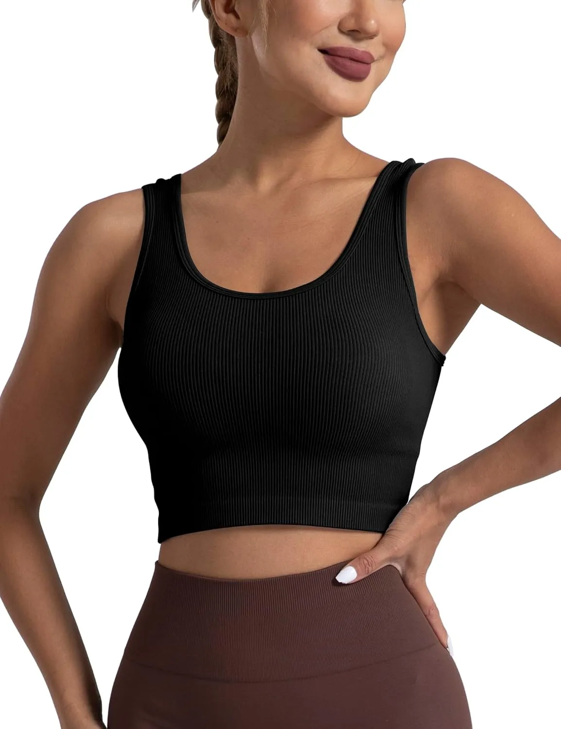 Women's Ribbed Crop Tank Yoga Cropped Top for Workout