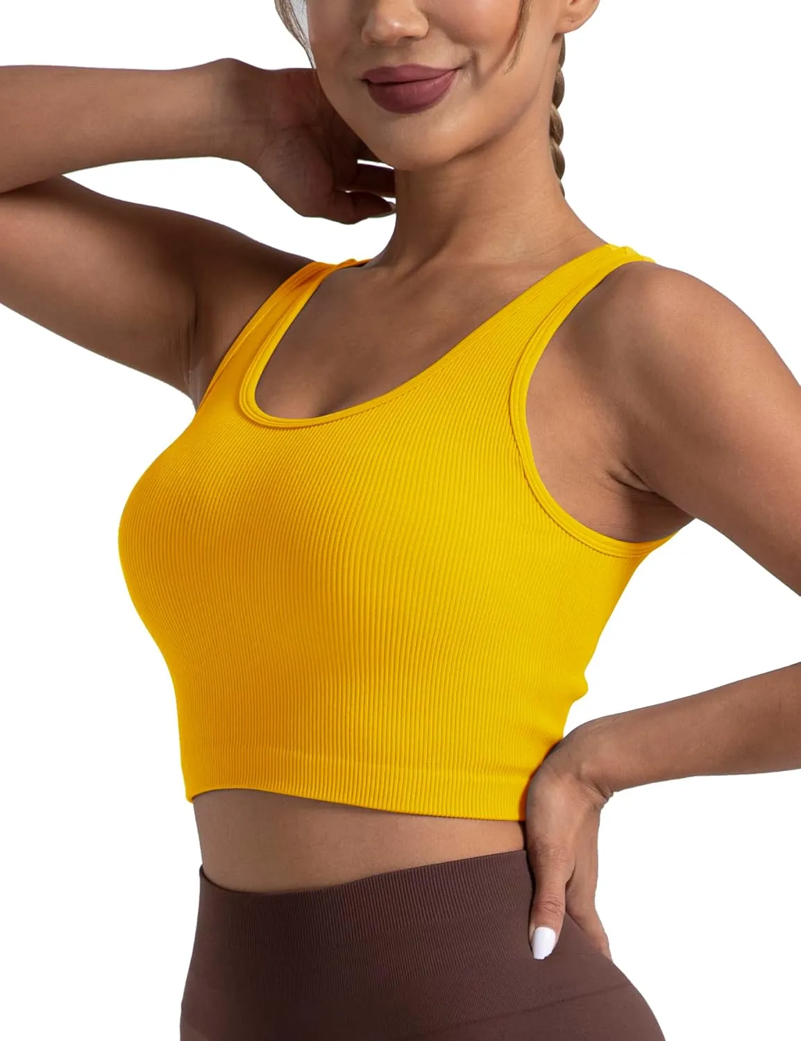 Women's Ribbed Crop Tank Yoga Cropped Top for Workout