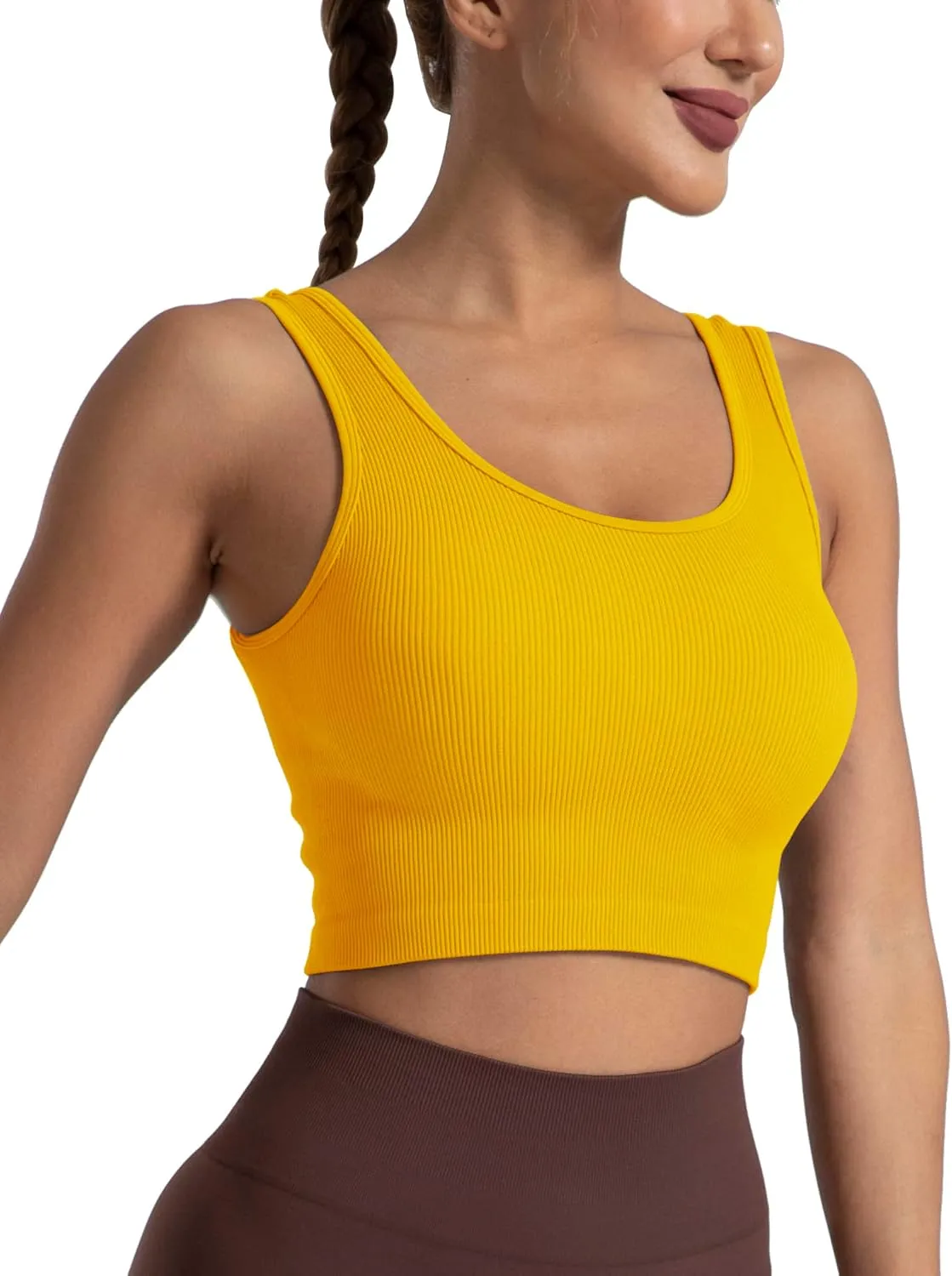 Women's Ribbed Crop Tank Yoga Cropped Top for Workout